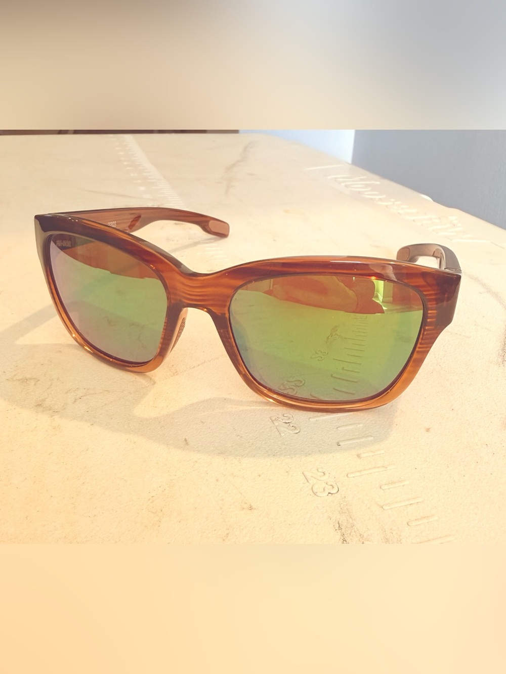 Fin-Nor Women's Tortoise Frame Sunglasses with Green Mirrored Lenses